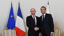 Vladimiro Putino ir Emmanuelio Macrono susitikimas Sankt Peterburge