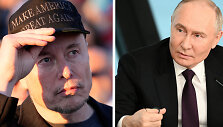 JAV verslininkas Elonas Muskas ir Rusijos prezidentas Vladimiras Putinas