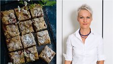 Nida Degutienė ir jos keptas trapus rabarbarų ir bra&scaron;kių džemo pyragas