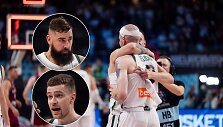 Lietuvos rinktinės vidurio puolėjai Jonas Valančiūnas ir Marekas Blaževičius i&scaron;gyrė tylųjį herojų
