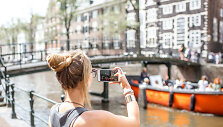 Turistė Amsterdame