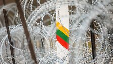 Spaudos konferencija prie Lietuvos ir Baltarusijos pasienio