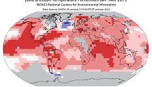 NOAA žemėlapis rodo, kur pasaulyje 2015-aisiais buvo &scaron;ilčiau ar vėsiau