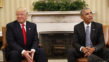 Donaldas Trumpas ir Barackas Obama Baltuosiuose Rūmuose