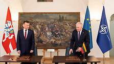 Kra&scaron;to apsaugos ministro ir Lenkijos kra&scaron;to apsaugos ministro spaudos konferencija