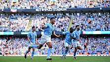 Rodri &scaron;venčia čempionų titulą garantuojantį įvartį.