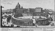Gian Lorenzo Berninio suprojektuota uždara &scaron;v. Petro aik&scaron;tė (Giovanni Battista Falda, Il nuovo teatro delle fabriche, Romae G.Giacomo Rossi, 1665)