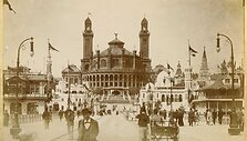 1900 m. pasaulinė paroda Paryžiuje Trocad&eacute;ro rūmai, kuriuose veikė Lietuvių skyriaus ekspozicija 