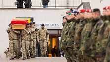 Atsisveikinimo ceremonija su Lietuvoje mirusiu Belgijos kariu