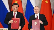 Kinijos prezidentas Xi Jinpingas ir Rusijos lyderis Vladimiras Putinas