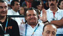 &Scaron;abtajus Kalmanovičius ir Lietuvos krep&scaron;inio rinktinės treneris Jonas Kazlauskas Atėnuose 2004 m.