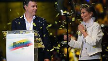 Naujuoju Kolumbijos prezidentu i&scaron;rinktas Juanas Manuelis Santosas su žmona Maria Clemencia Rodriguez