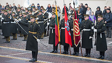 Vasario 16-osios &scaron;ventinė ceremonija prie Kra&scaron;to apsaugos ministerijos
