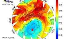 Suomijos meteorologijos instituto pateiktoje diagramoje matyti, kad Lietuva patenka į didžiausios ozono skylės zoną.