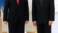 Kazachstano ambasadorius Lietuvoje Galymžanas Koi&scaron;ybajevas ir Lietuvos prezidentas Valdas Akamkus