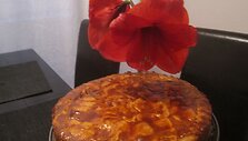 Skanusis tortas ir pražydęs Amarilis.