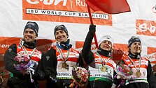 Mi&scaron;rią estafetę laimėjo Prancūzijos biatlonininkai