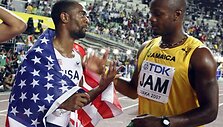 Asafa Powellas ir Tysonas Guy Osakoje 2007 metais
