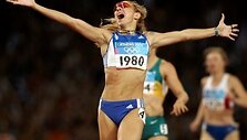 Fani Halkia pergalingas fini&scaron;as Atėnuose 2004