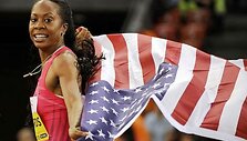 Sanya Richards bėgs Mančesterio gatvėmis
