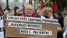 Profsąjungų mitingas prie Vyriausybės