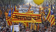 Ispanijoje &scaron;imtai tūkstančių demonstrantų reikalavo Katalonijos autonomijos.