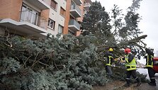 Ugniagesiams gelbėtojams tenka paplu&scaron;ėti tvarkant vėtrų nusiaubtas vietas.
