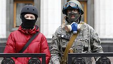 Protestuotojai prie Ukrainos parlamento pastato