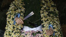Japonijoje, Tokijuje, vyksta chrizantemų festivalis, kuriame galima i&scaron;vysti puo&scaron;tų gėlėmis lėlių.  