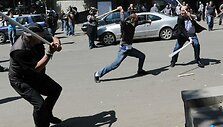 Gruzijoje &ndash; protestas prie&scaron; Michailą Saaka&scaron;vilį.