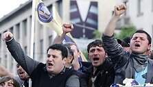 Gruzijoje &ndash; protestas prie&scaron; Michailą Saaka&scaron;vilį.