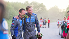 Vaidotas Žala ir Andris Malniekas Rally Žemaitija fini&scaron;e