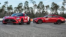 Formulės 1 saugos ir medikų automobiliai Mercedes-AMG GT Black Series ir Mercedes-AMG GT 63 S 4MATIC+