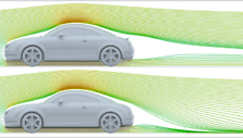 Audi TT aerodinamikos palyginimas &ndash; vir&scaron;uje su spoileriu, apačioje &ndash; be jo. (Mr. Aerodynamics , Wikimedia (CC BY-SA 4.0)