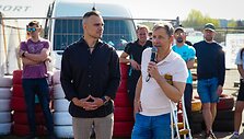 Trakų rajono savivaldybės meras Andrius &Scaron;atevičius ir Lietuvos kartingo federacijos prezidentas Darius Jonu&scaron;is