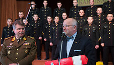 Lietuvos karo akademijos ramovėje vyko akademijos vyrų choro &bdquo;Kariūnas&ldquo; jubiliejinis koncertas  2015 m. balandžio 16 d. 