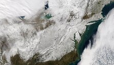 NASA nuotraukose &ndash; JAV Rytų pakrantę užgriuvusi sniego audra