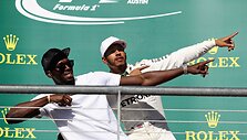 &bdquo;Formulė 1&ldquo; Ostine, JAV: Lewisas Hamiltonas ir Usainas Boltas