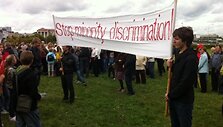 Lenkų protesto mitingas prie Lietuvos respublikos Seimo