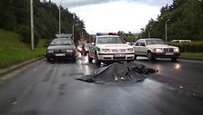 Avarija T.Narbuto gatvėje &ndash; žuvo automobilio padangą keitęs vyras.