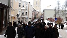 Vasario 16-osios minėjimas prie Lietuvos nepriklausomybės signatarų namų Vilniuje