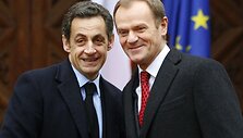 Prancūzijos prezidentas Nicolas Sarkozy ir Lenkijos ministras pirmininkas Donaldas Tuskas Gdanske