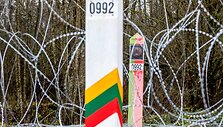 Spaudos konferencija prie Lietuvos ir Baltarusijos pasienio