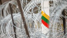 Spaudos konferencija prie Lietuvos ir Baltarusijos pasienio