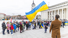 Mitingas skirtas remti Ukrainos kovą už laisvę. &Scaron;ūkis: &bdquo;Slava Ukraini! Už jūsų ir mūsų laisvę!&ldquo;