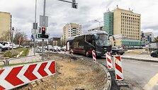Susiaurinta Saltoni&scaron;kių ir T. Narbuto gatvių sankirta