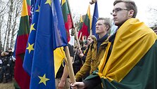 Prie Rusijos ambasados mitingas prie&scaron; Rusijos agresiją.