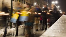 Ukrainiečiai ir lietuviai  i&scaron;reikė pagarbą žuvusiems Ukrainos gyventojams