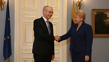 Lietuvos Respublikos Prezidentė Dalia Grybauskaitė priėmė Lietuvoje vie&scaron;intį Europos Sąjungos Prezidentą Hermaną van Rompuy.