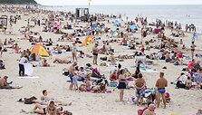 Atsipalaidavę Palangos poilsiautojai lepinasi ir saule, ir jūra.